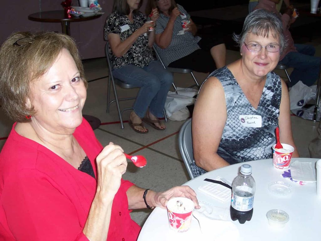 women eating Dairy Queen at church event
