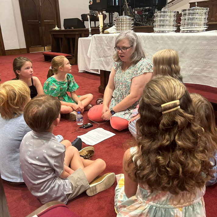 children's lesson at First Baptist Church Shelby